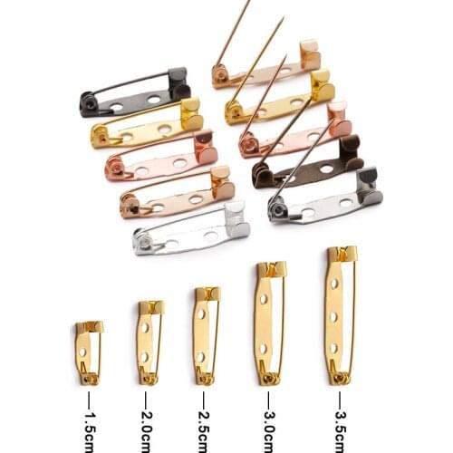 50pcs/lot 15/20/25/30/35mm Brooch Clip Base Pins Safety Pins For DIY Jewelry Making Supplies Accessories Blank Safe Lock 5Colors