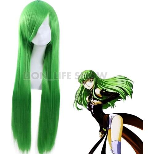 Code Geass C.C CC Empress 100cm Green Long Straight Anime Cosplay Wig