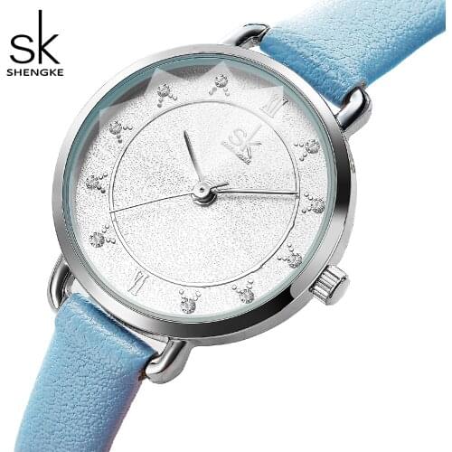 Shengke Womens Watches Luxury Leather Wrist Watch For Women Fashion Quartz Watches Bayan Kol Saati Diamond Reloj Mujer 2021