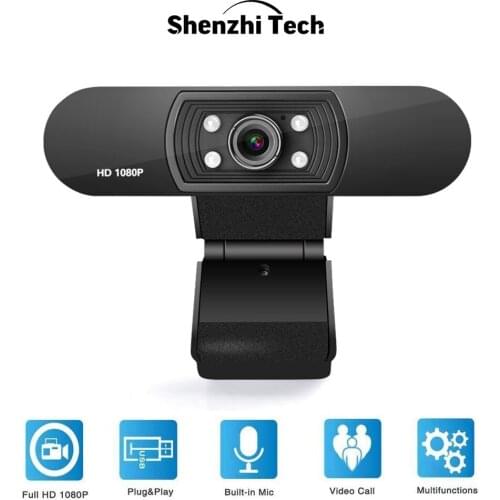 ShenzhiTech 1080P HD Web Camera USB Webcam with Microphone Auto Focus Webcam with Multifunctional Base for PC Laptop Desktop