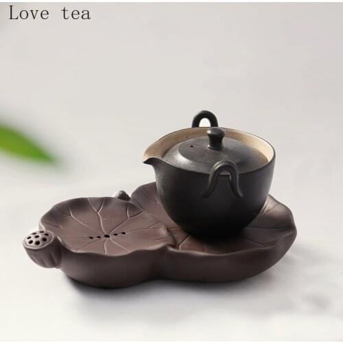 Modern simple purple sand Zen ceramic tea tray mini household dry-burning small tea tray water storage household office supplies