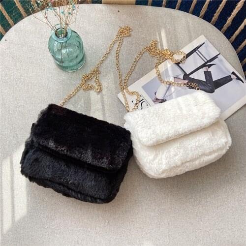 Faux Fur Crossbody Bags for Women Autumn Winter Plush Purses and Handbags Female Phone Shoulder Bag Girls Wallet