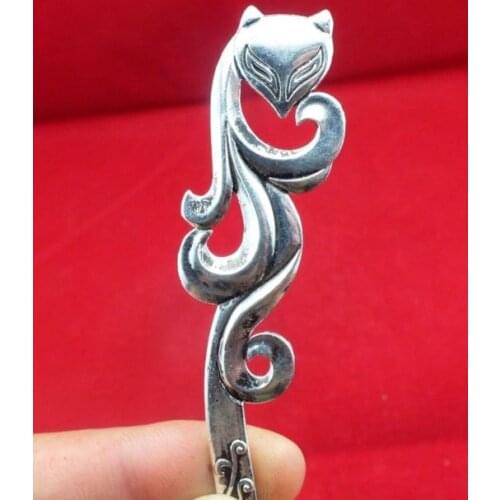 Tibetan silver Women `s Fox Hair pin stick