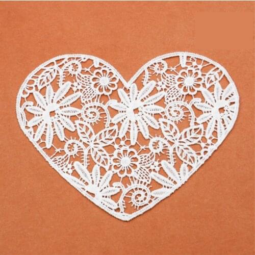 Embroidered Motif lace Sewing Lace Embroidered Motif Heart-shaped lace Loving Flower DIY clothing accessories wedding dress