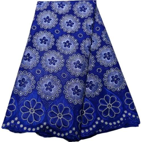 High Quality African Lace Fabric Embroidery Swiss French Pure Cotton 2.5 yards Wedding Party Dress PL-100