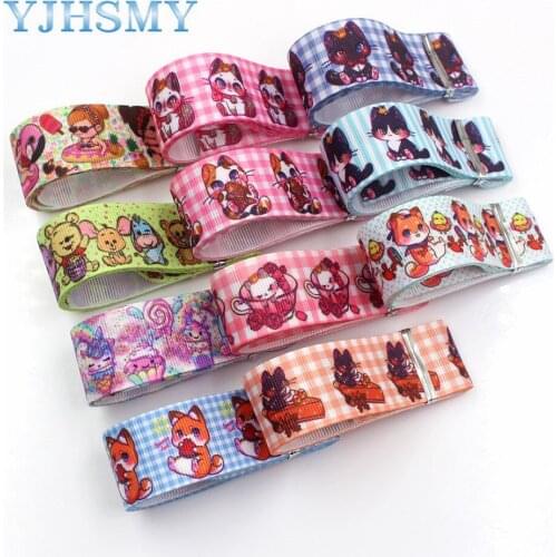 YJHSMY I-19320-612,25mm 5yards animal Thermal transfer Printed grosgrain Ribbons,bow cap DIY handmade accessories decorations