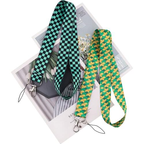 ZF3319 1pcs Plaid Hang Rope Anime Lanyard Badge ID Lanyards Mobile Phone Rope Key Lanyard Neck Straps Accessories