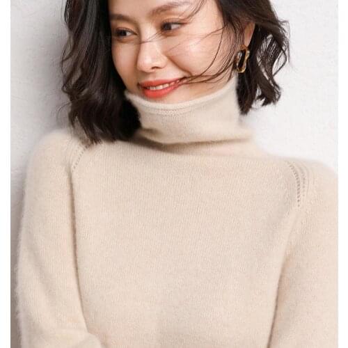 Winter Women Turtleneck Pullover 100% Cashmere Sweaters Knitted Soft Warm Jumper Thickened Loose Solid Color Clothes 6 Colors