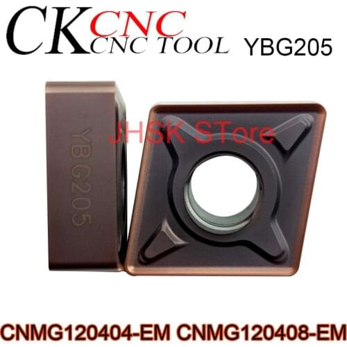 10pcs CNMG120404-EM YBG205 CNMG120408-EM YBG205 lathe External CNC turning blade CNMG For finishing 304 stainless steel