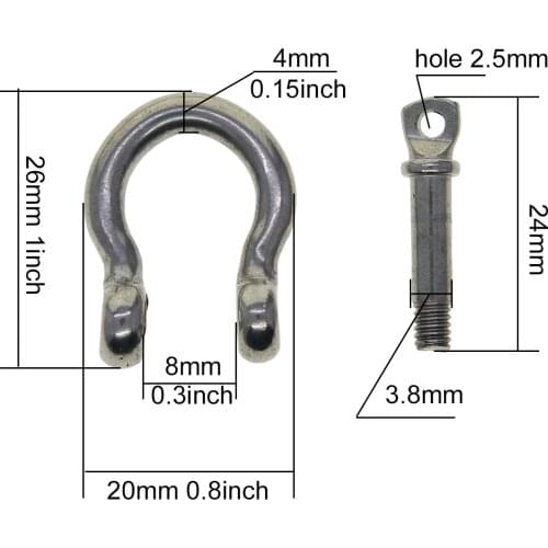 10 pcs small 8 mm 304 stainless steel Japanese screw lock Shackle Joint Connector FOB KeyChains bangle DIY D hooks U connector