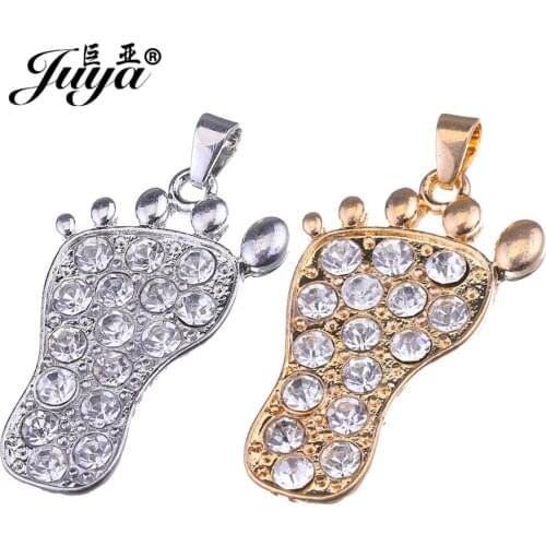 2pcs/lot 38x24mm Ankle Shape Rhinestone Silver Plated Charms Pendant For Women Necklace DIY Jewelry Making Findings Accessories
