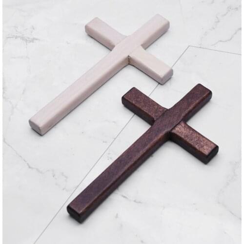 2pcs Handmade Wooden Crosses Crucifix Jesus Christ Ornaments Religious Pendant H58C
