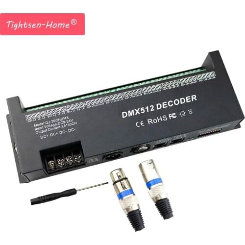 30CH RGB DMX 512 Decoder led controller, RGB LED DMX512 decoder 30Channel * 2A for LED Strip Light DC9-24V 60A dmx dimmer driver