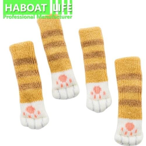 4pcs Table Chair Pads Cartoon Cute Cat Furniture Protection Thickened Non-slip Chair Feet Cover E