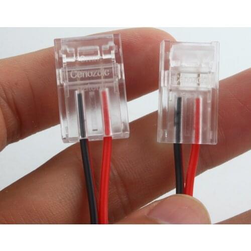 VIPMOON LED Strip Connector 2PIN 8mm/10mm Plug PCB Cable for 3528/5050 LED Light Strip No Soldering Connectors