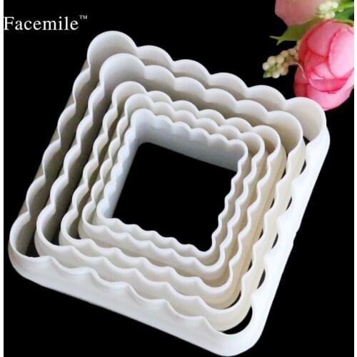 5pcs/set Square Plastic Cake Biscuit Cookie Fondant Cutter Mould Mold Sugarcraft Decorative
