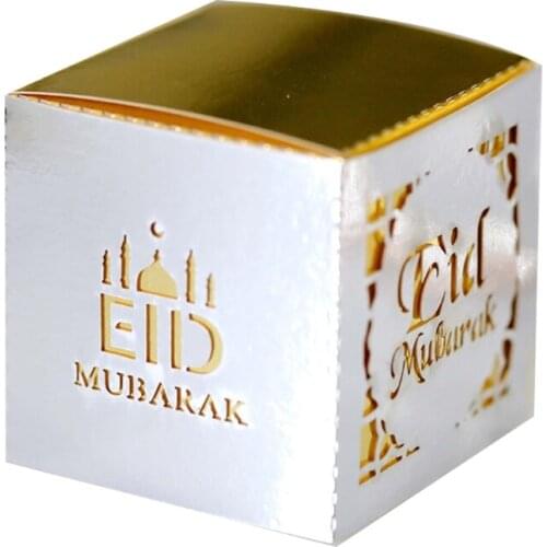 50pcs Eid Mubarak Candy Box Ramadan Kareem Favor Gift Boxes Islamic Muslim Festival Happy Al-Fitr Supplies M68E