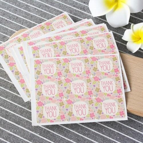 900pcs/Lot Thank you Pink Flowers Thank you DIY Gifts Posted Baking Decoration Label Multifunction Christmas stickers