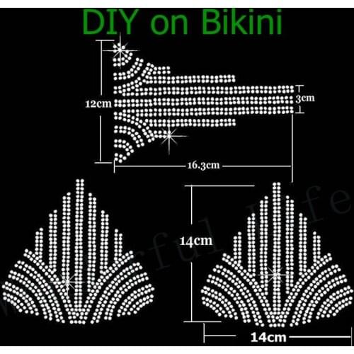Free shipping fashion Bikini design rhinestones transfer iron on Applique for underwears in super fashion style