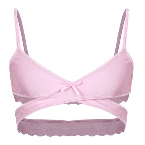 Mens Sissy Bra Tops Lingerie Night Underwear Adjustable Spaghetti Straps Cross Over Back Wire-free No Padded Bra Tops Bralette