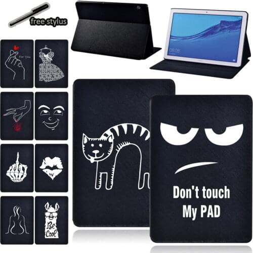 For Huawei MediaPad M5 Lite/M5 10.8/MediaPad T5 10 10.1/T3 8/T3 10 9.6 Tablet Case PU Leather Anti-fall Cober Case + Stylus