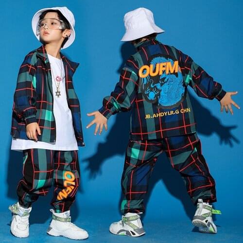 Kids Jazz Dance Clothing New YearS Day Street Dance Suit Boys Hip Hop Trendy Costumes Girls Catwalk Show Stage Clothes DWY4999