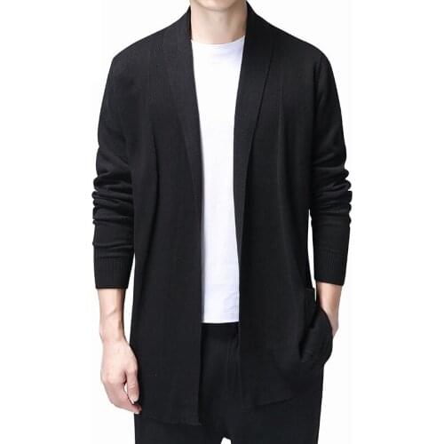 Long Mens Cardigans Jumper 2019 Fashion Hombre Cardigan Sweaters Men Coats Casual Slim Long Sleeve Sweater Pull Homme KK3121