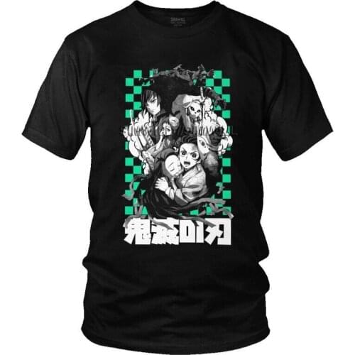 Vintage Demon Slayer Inosuke Hashibira T-shirt Men T Shirt Short Sleeve Cotton Kimetsu No Yaiba Tanjiro Kamado Tshirt Cool Tees