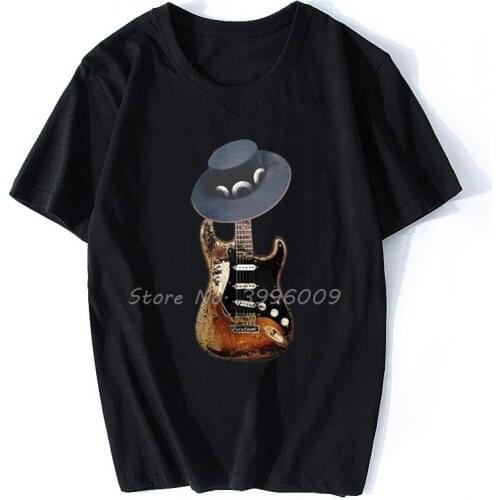 Mens Stevie Ray Vaughan T-Shirt Men Summer Letter Printed T Shirt Cotton T Shirt Hip Hop Tees Tops Tshirt Harajuku Streetwear