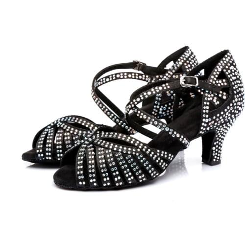 KEEWOODANCE Rhinestones ballroom dance shoes women shoes zapatos de mujer latin dance shoes salsa shoes