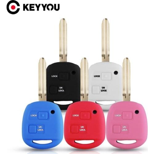 KEYYOU For Toyota Camry 4Runner Yaris Corolla RAV4 For Lexus RX LS GX SC Remote Fob Cover 2 Button Silicone Car Key Case
