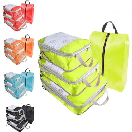 4 Pieces Travel Storage Bag Set Luggage Portable Compressible Easy To Hang and Store