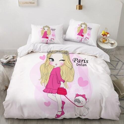 Childrens Bed linen set for home Bedding Set Blanket cover 150*200 200*220 size 2 sp Bed sheet 4pcs Kids Baby Cartoon girl