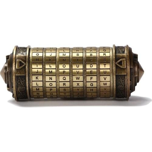Leonardo da Vinci Code Toys Bronze Metal Cryptex Locks Wedding Gifts Valentines Day Gift Letter Password Escape Chamber Props