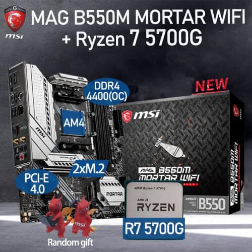MSI MAG B550M MORTAR WIFI Motherboard Combo+AMD Kit Ryzen 7 5700G Combo DDR4 128Gb M.2 PCI-E 4.0 B550 Placa-mãe AM4 Desktop B550