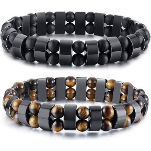 Mens Black Gallstone Tiger Eye Beaded Bracelet Bracelet B00500