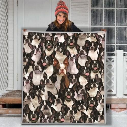 Boston Terrier Dog Puppy Funny Soft Throw Plush Sherpa Fleece Blanket