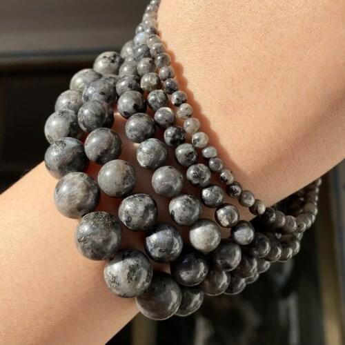 Natural Stone Labradorite Black Larvikite Round Beads For Jewelry Making Diy Bracelet Charm Accessories 4-12mm 15