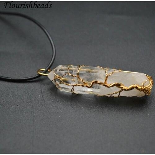 Irregular Long Point Winding Pendant Natural Crystal Mineral Healing Crystals Magical Necklace Vintage Party Gift