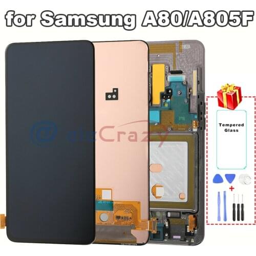 Original for Samsung Galaxy A80 A805F LCD Display with Touch + Frame Assembly Replacement 100% Tested