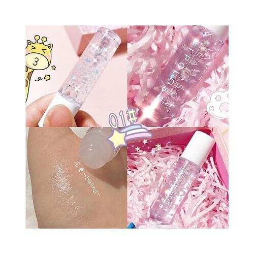 Roll-on transparent with glitter lip makeup pearlescent white primer lip gloss transparent moisturizing lip oil