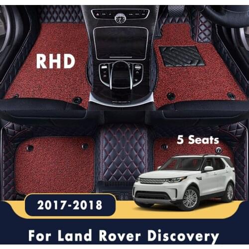 RHD Luxury Double Layer Wire Loop Carpets Car Floor Mats Leather Waterproof Covers For Land Rover Discovery 2017-2018 (5 Seats)