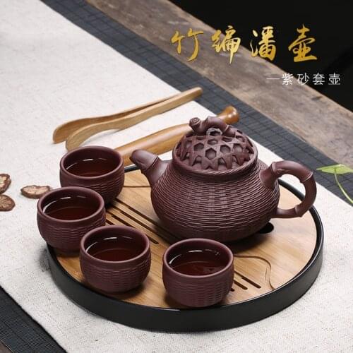 Ore, purple mud, bamboo weaving, pan pot factory, direct selling, new product, bamboo basket, tea pot, one customized