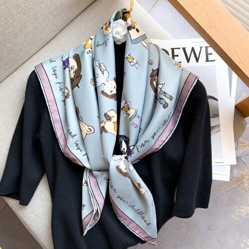 Summer Shawl Print Large Hijab Fashion Silk Scarf Lady Neck Square Scarves Luxury Brand Designer Foulard Female Headkerchief New