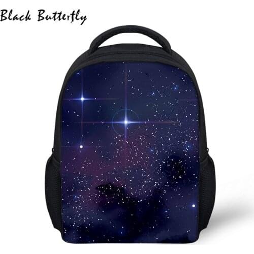 Black Butterfly School Bags For Kids Girl Blue Starry Sky Print Bookbag Boys Stachels Child School Backpack Mochila Escolar
