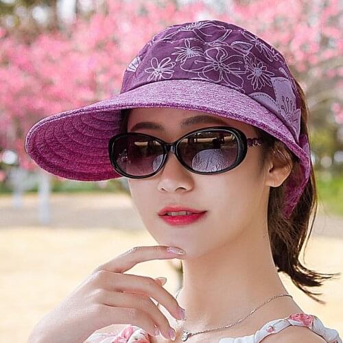 Sun Hat Women Korean Summer Lady Sunshade Cap With Sun Protection And UV Protection Foldable Outdoor Large Egos Matching Printed