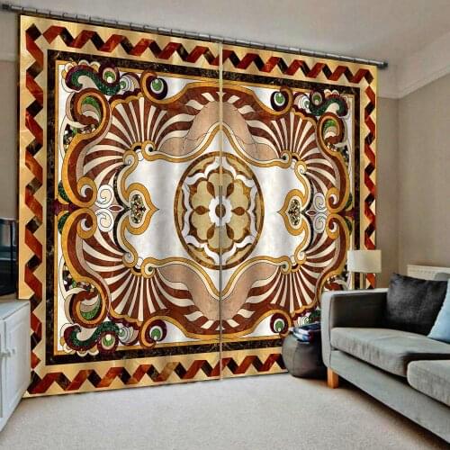 Photo Customize European style floor Blackout curtains for livig room bedroom home drapes