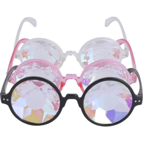2018 gothic Sunglasses Retro Round Pink transparent Sun glasses Women Ladies Sun Glasses Image Cosplay goggles holographic