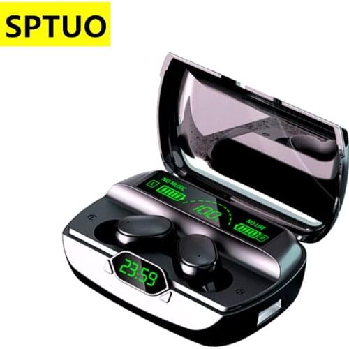SPTUO TWS Bluetooth 5.1 Earphones with Smart display Waterproof Wireless Headphones In-Ear Waterproof Headsets sports Earbuds