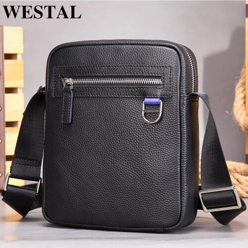 WESTAL Shoulder Bag For Man Genuine Leather Crossbody Bag Mens Fashion Casual Messenger Pack Small Bags Sling Bags For Phone